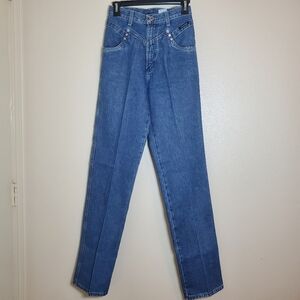Rockies Vintage Womens Bareback Mom Western Jeans Studded Size 3 Inseam L Blue